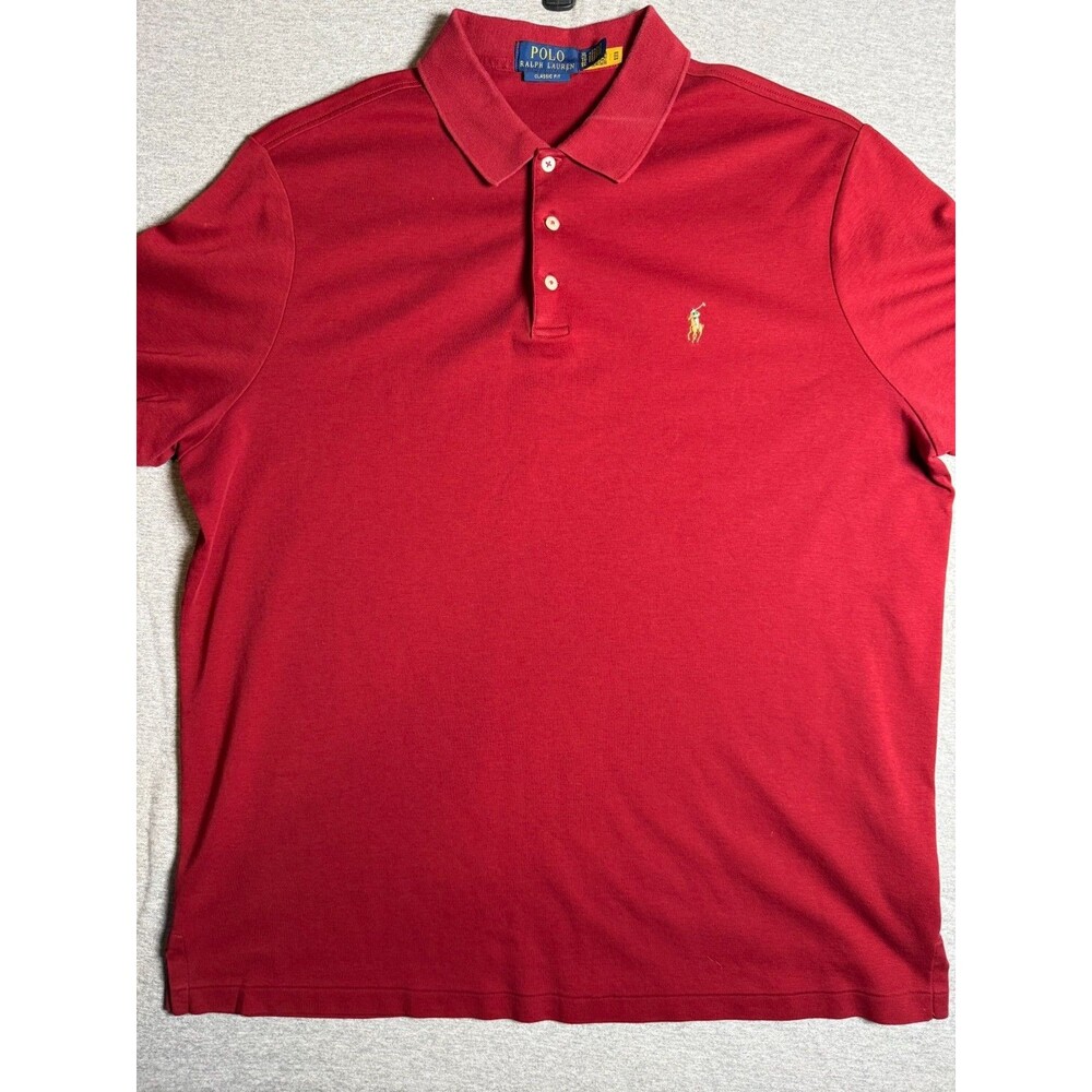 Polo Ralph Lauren Classic Fit Polo Shirt Navy Blue Red Pony Logo Men’s XL
